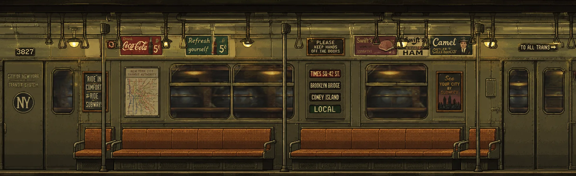 The actual transfer screen — every ad panel in the car is a slot
